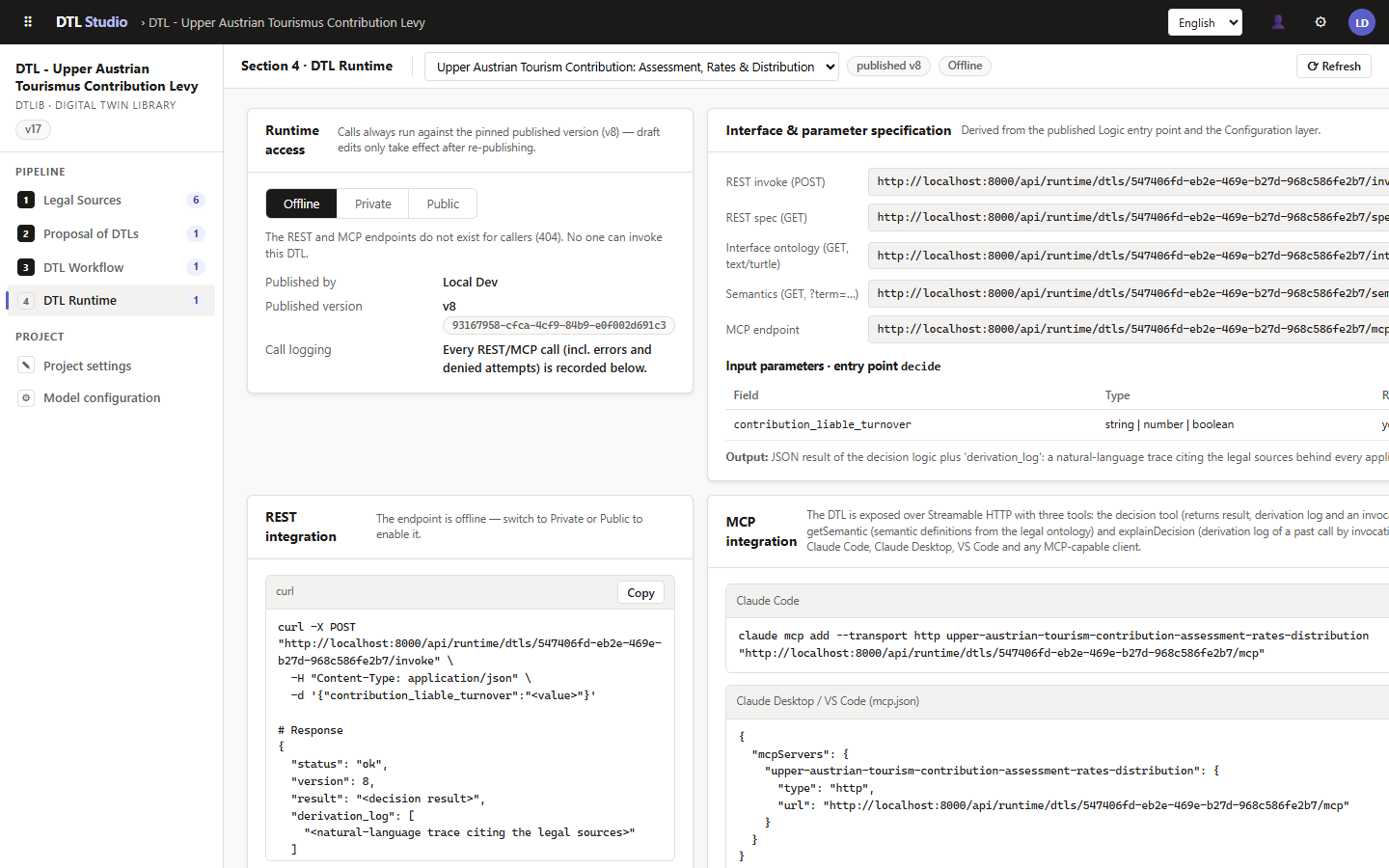 DTL Studio — runtime with REST & MCP integration